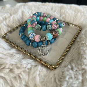 Bohemian Beach Stretch Beaded Bracelet (3pc) NWOT